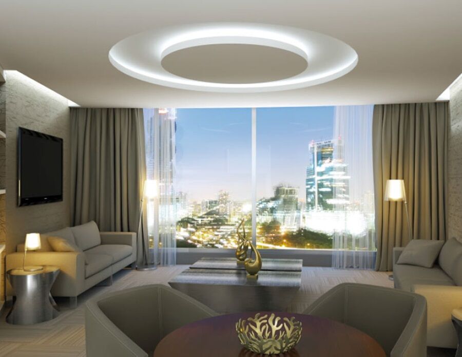 Hotel Las Americas Golden Tower Panama Zewnętrze zdjęcie A living room with a view of the city